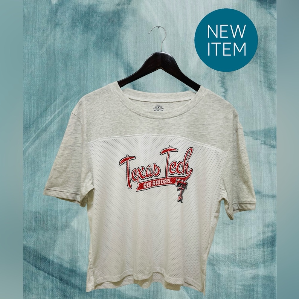 NEW Texas Tech Red Raiders 
Cropped Mesh Jersey Tee T-Shirt Women’s White&Gray M